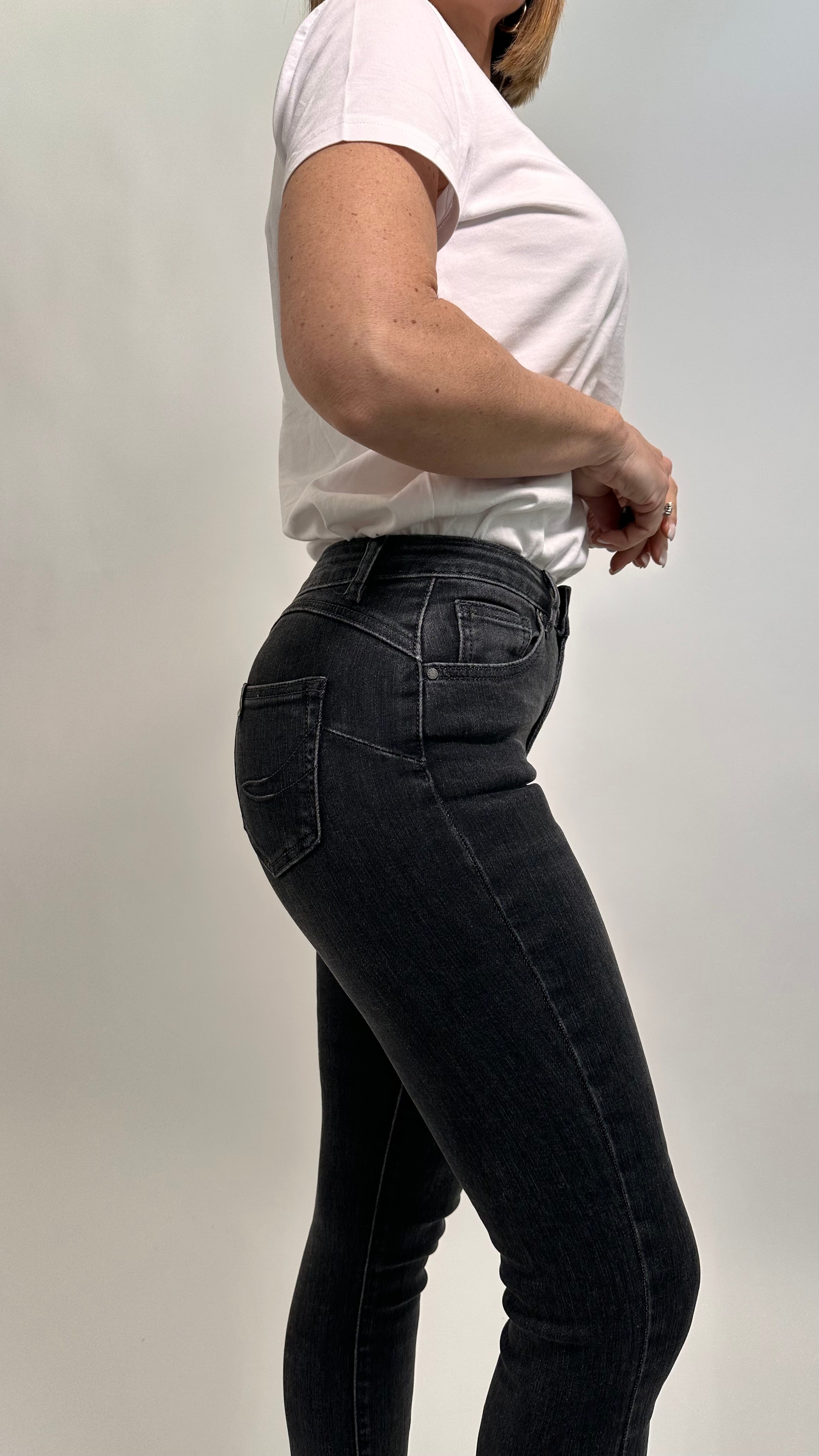 Jeans Skinny Push-Up High Waist Nero