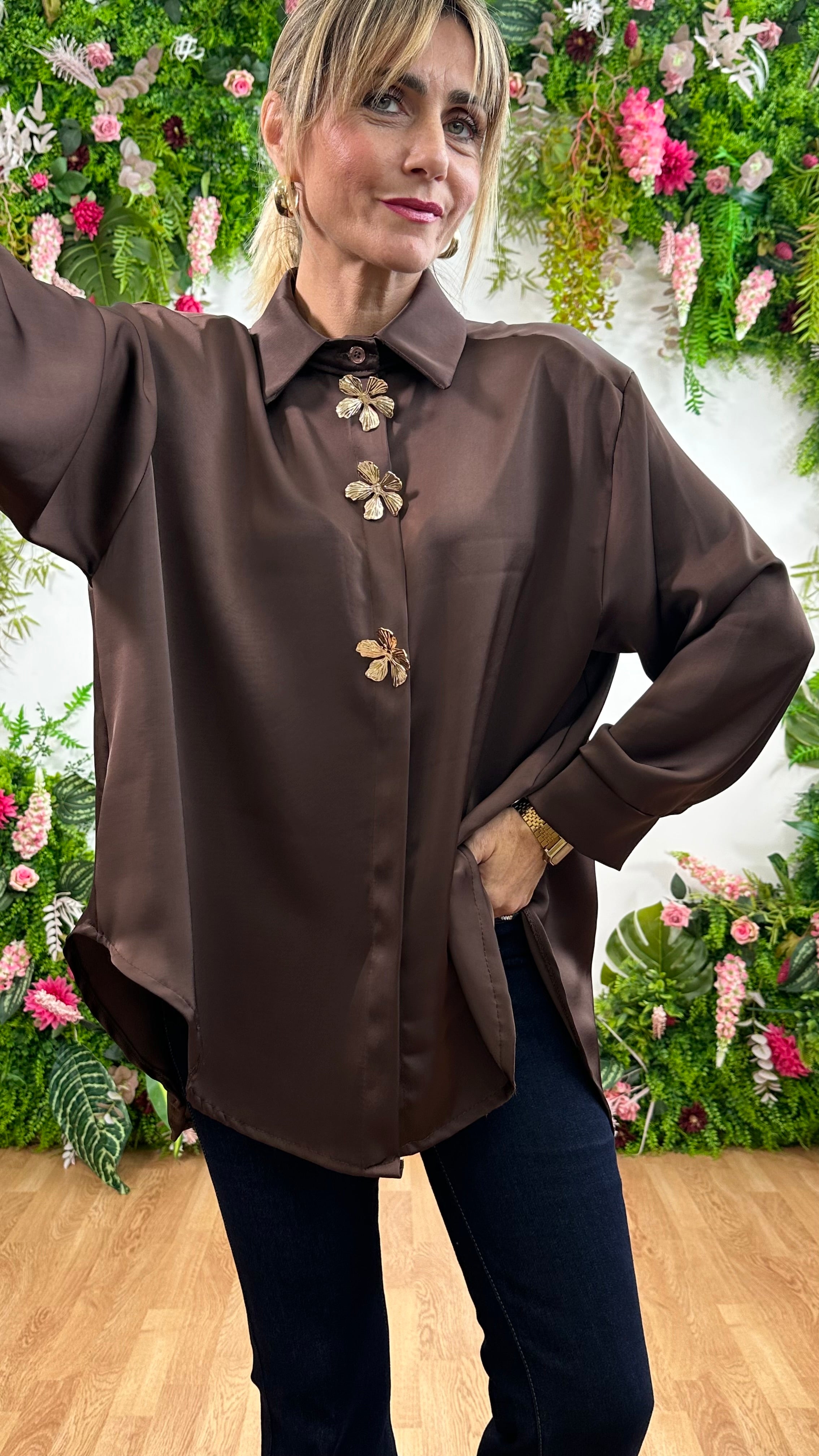 Camicia Flor Marrone
