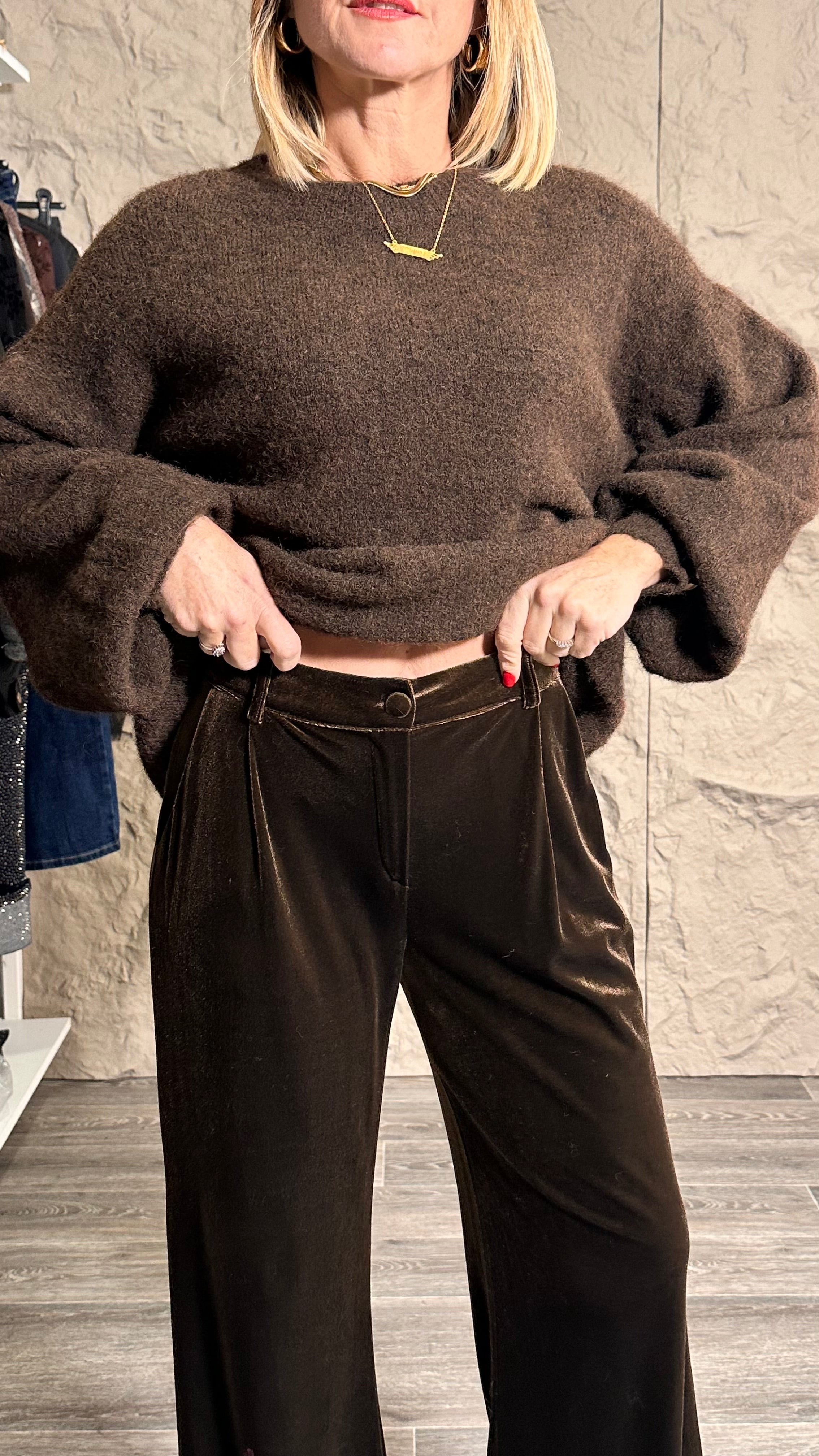 Pantalone Effetto Velluto Marrone