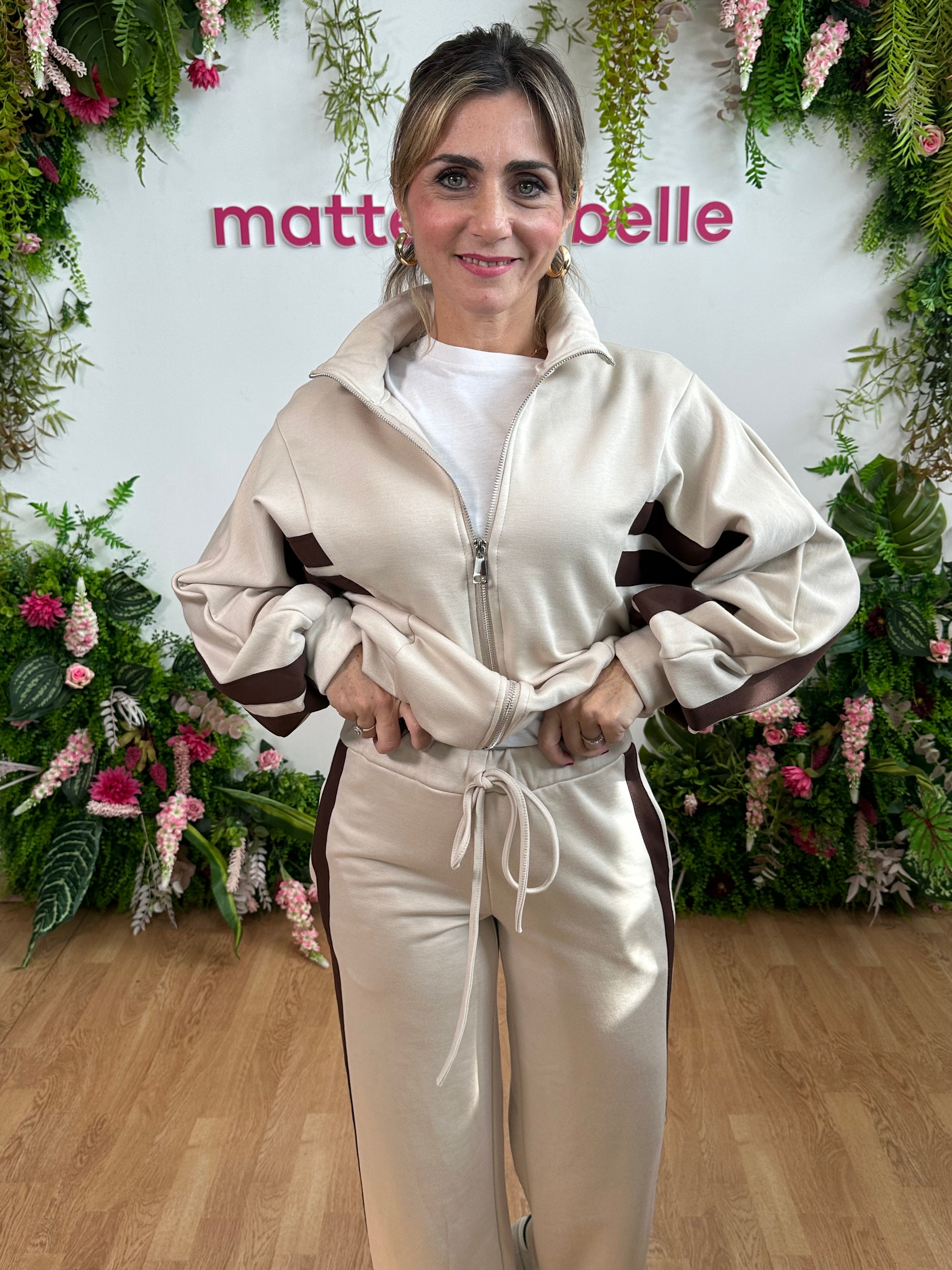 Tuta power stripe beige