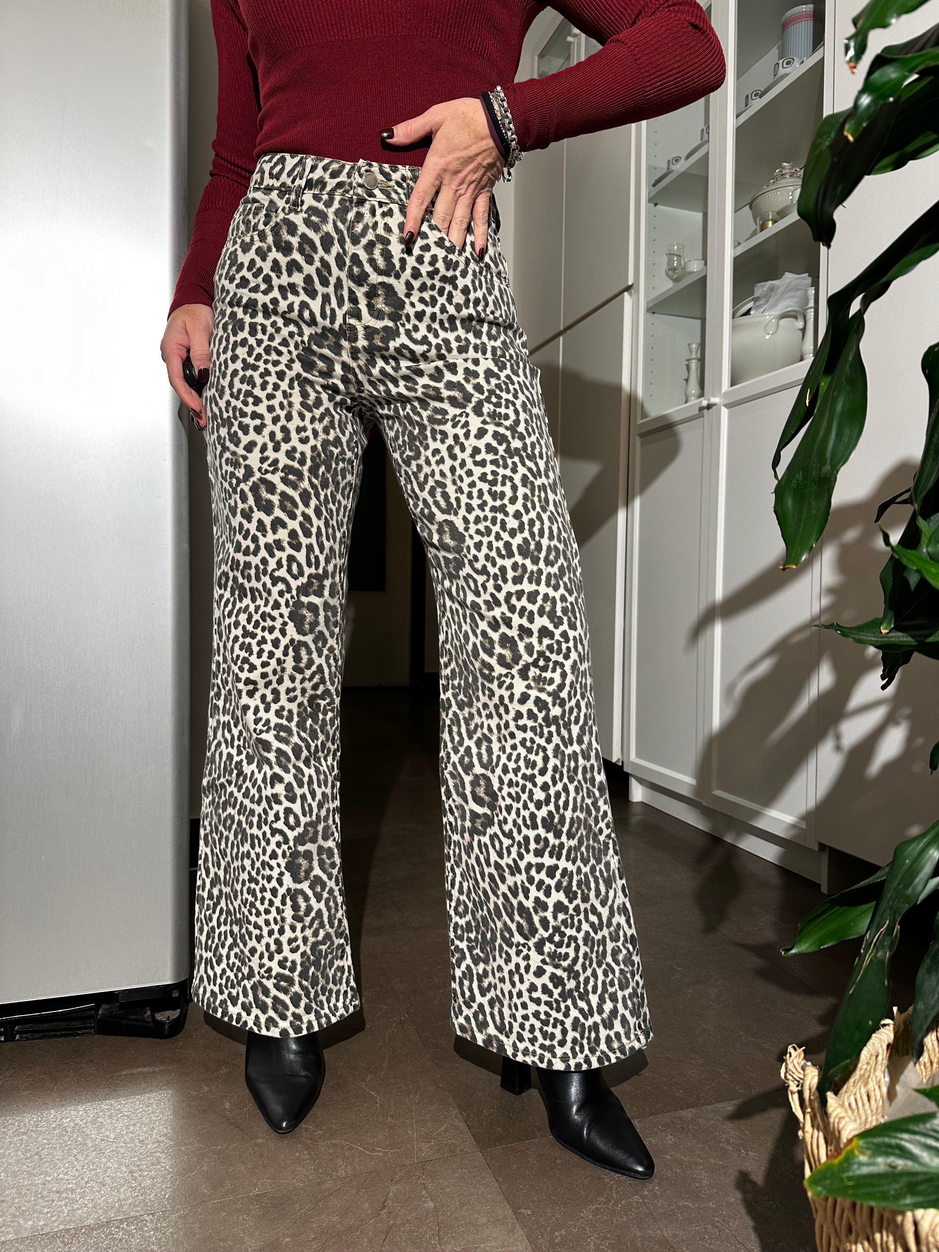 Jeans wide leg Animalier