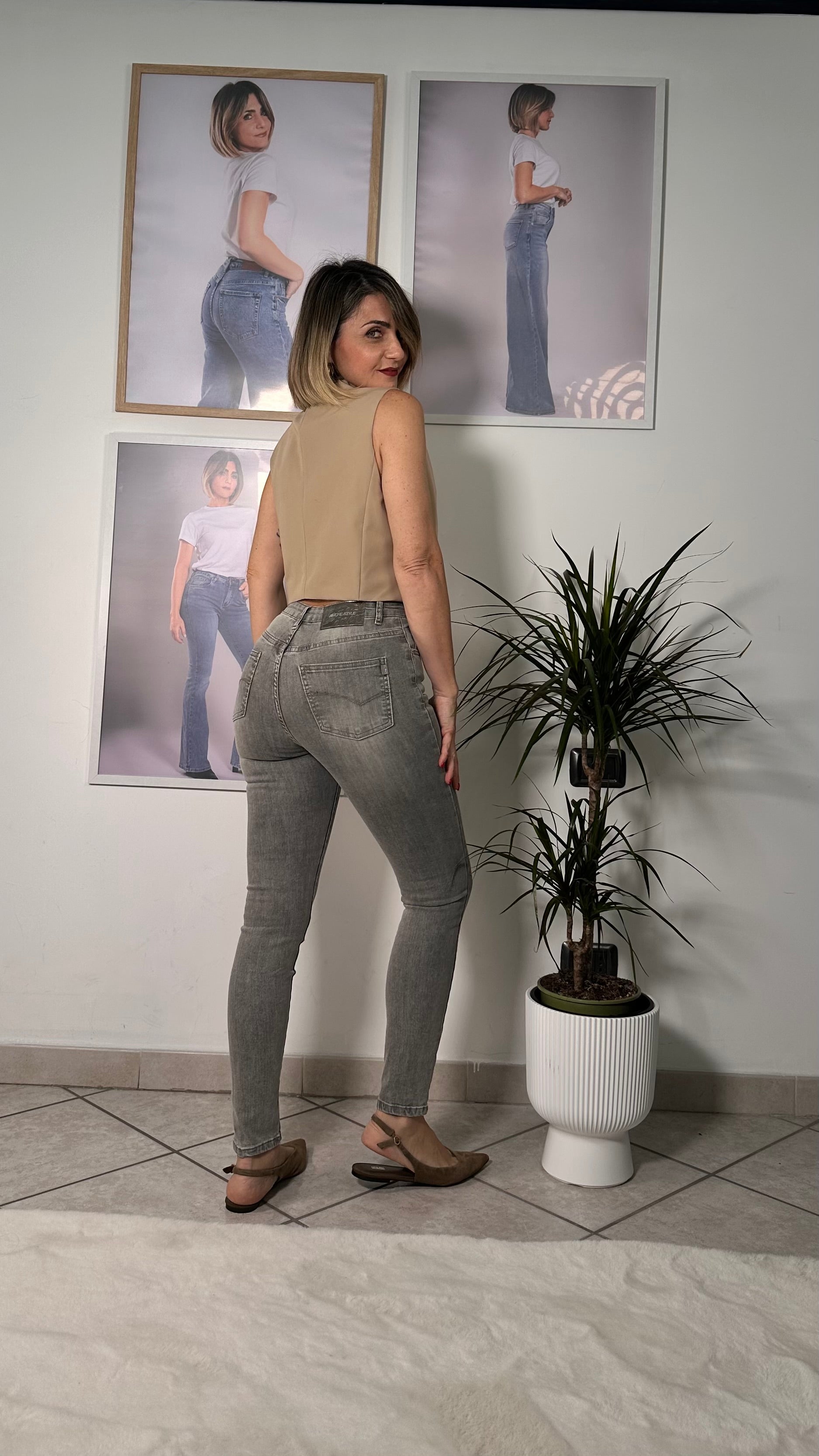 Jeans Skinny Grigio Stone Wash