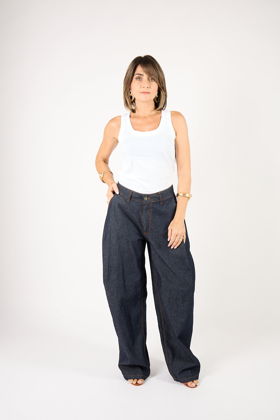 Jeans Baggy Couture lavaggio scuro