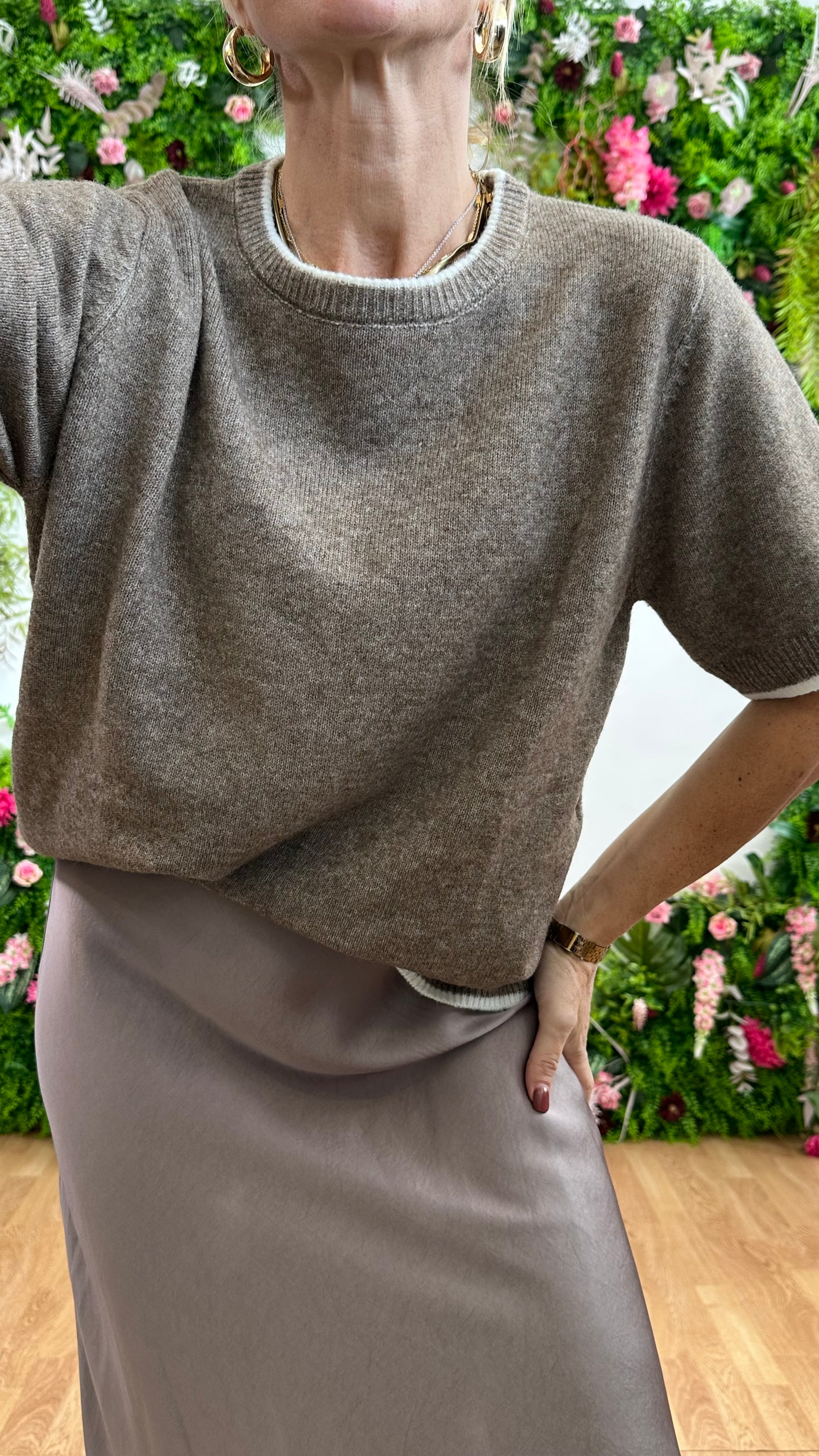 Maglia Manica corta con Bordino Tortora