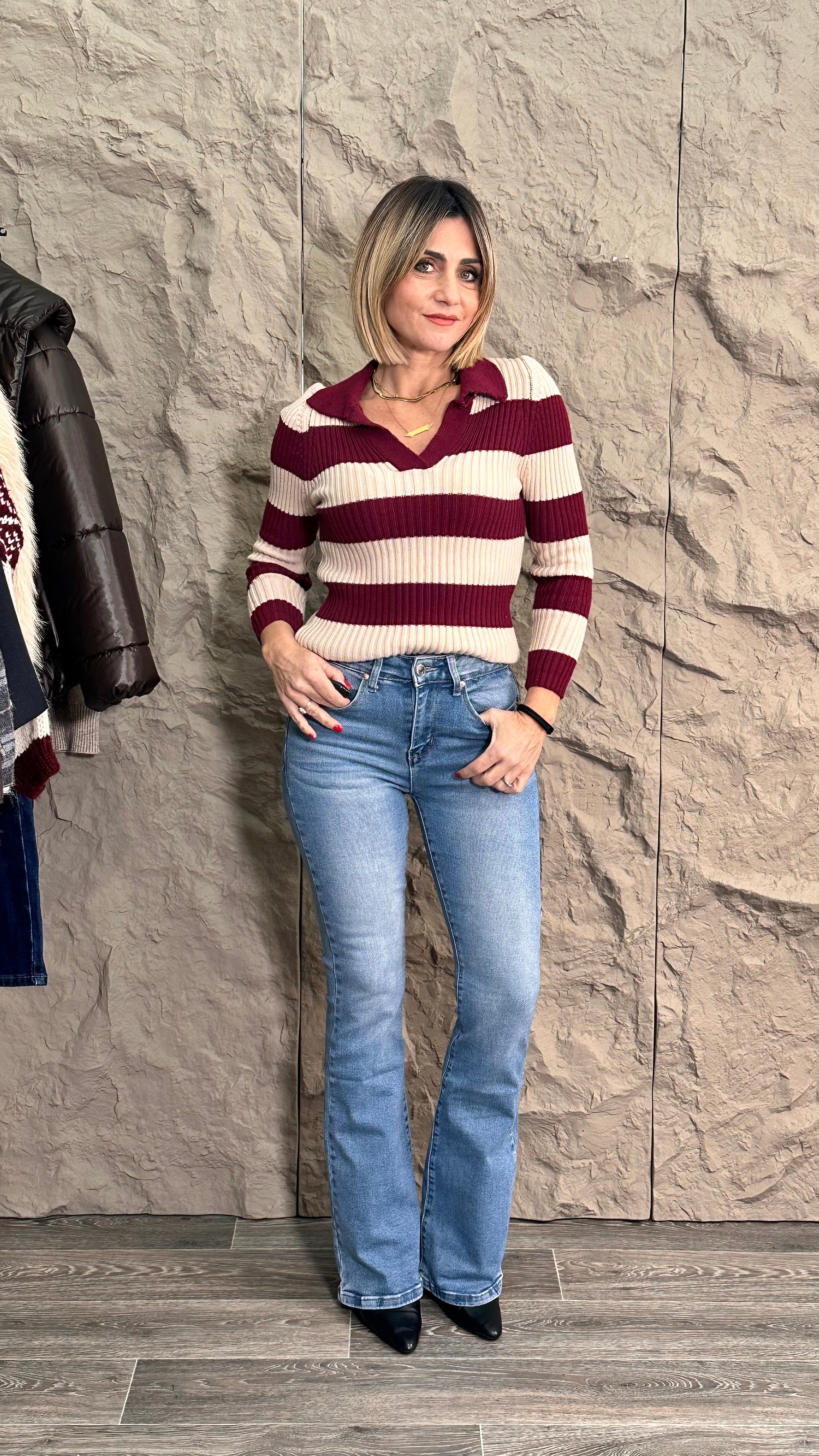 Jeans zampa -5kg push up denim chiaro