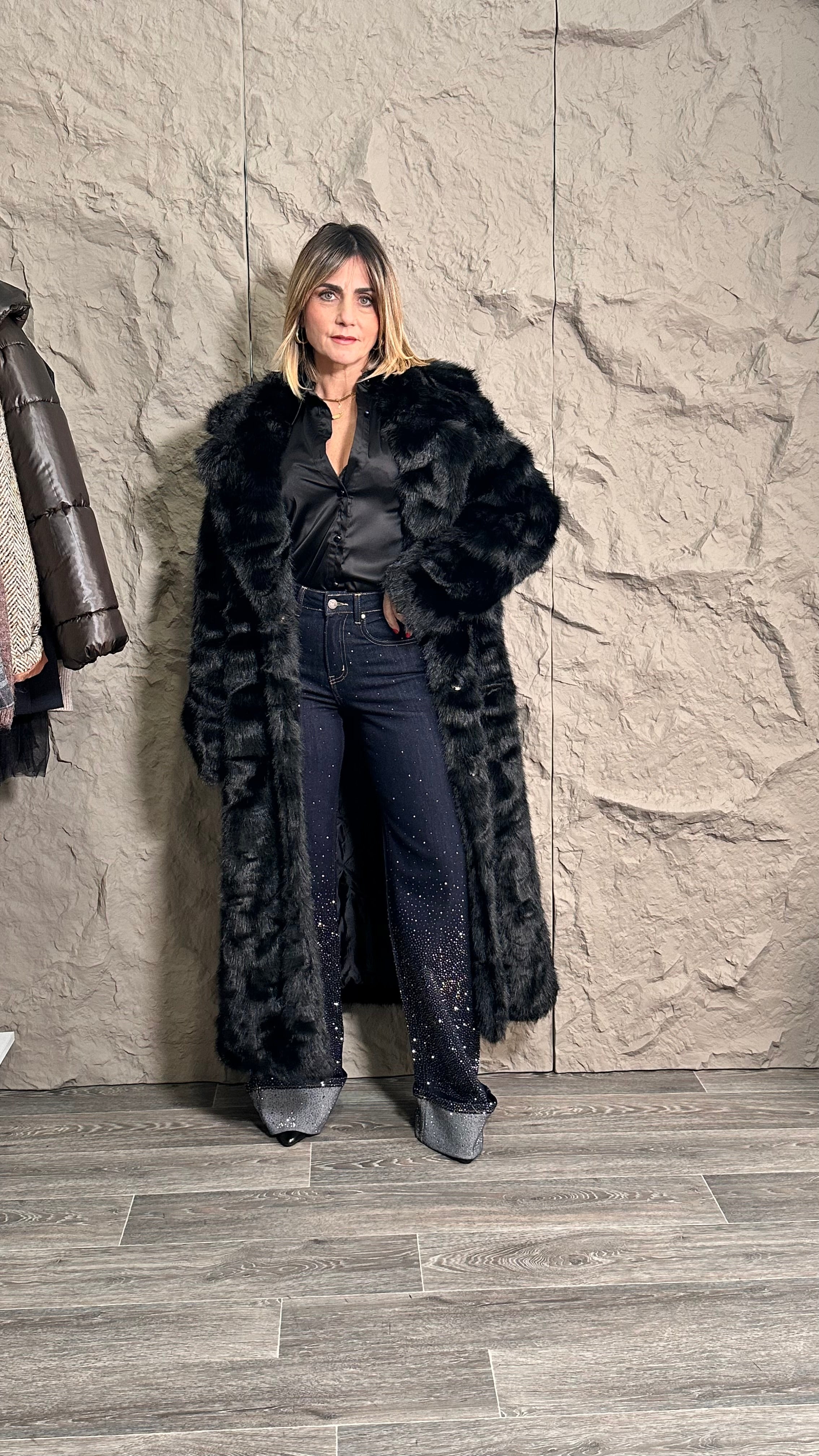 Jeans wide leg strass