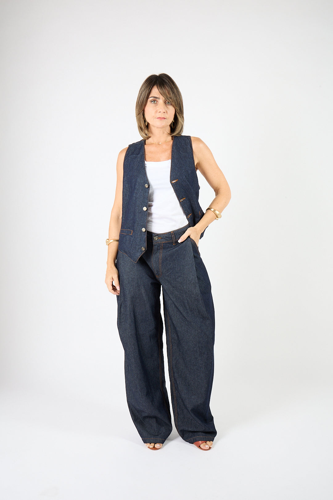 Jeans Baggy Couture lavaggio scuro