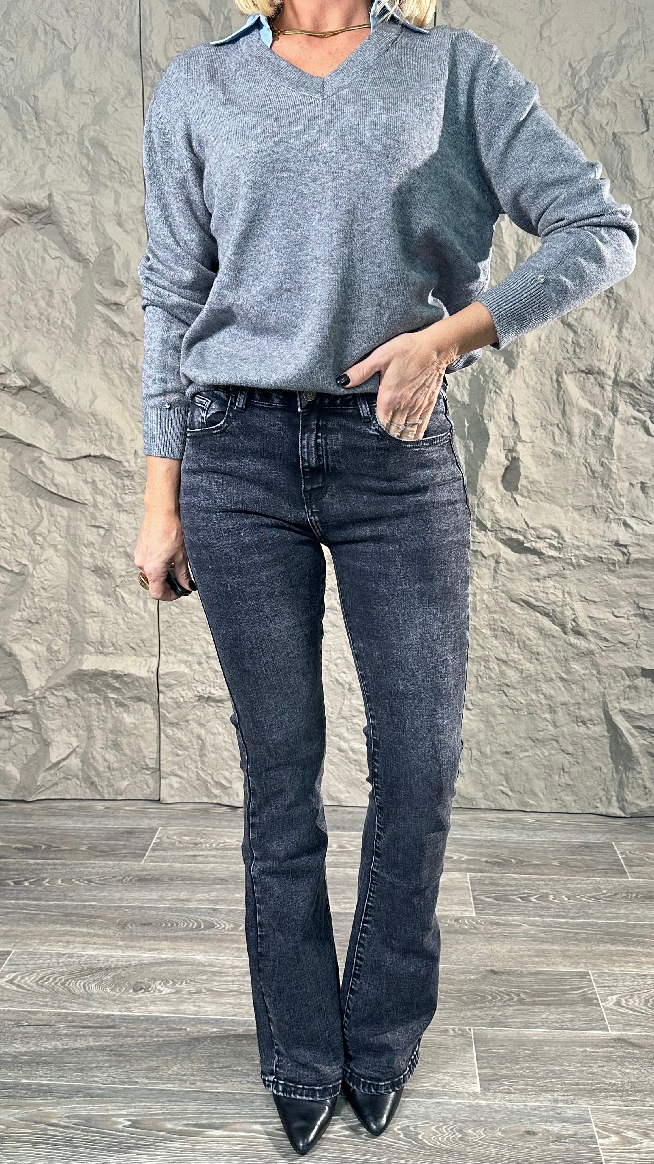 Jeans Zampa grigio scuro