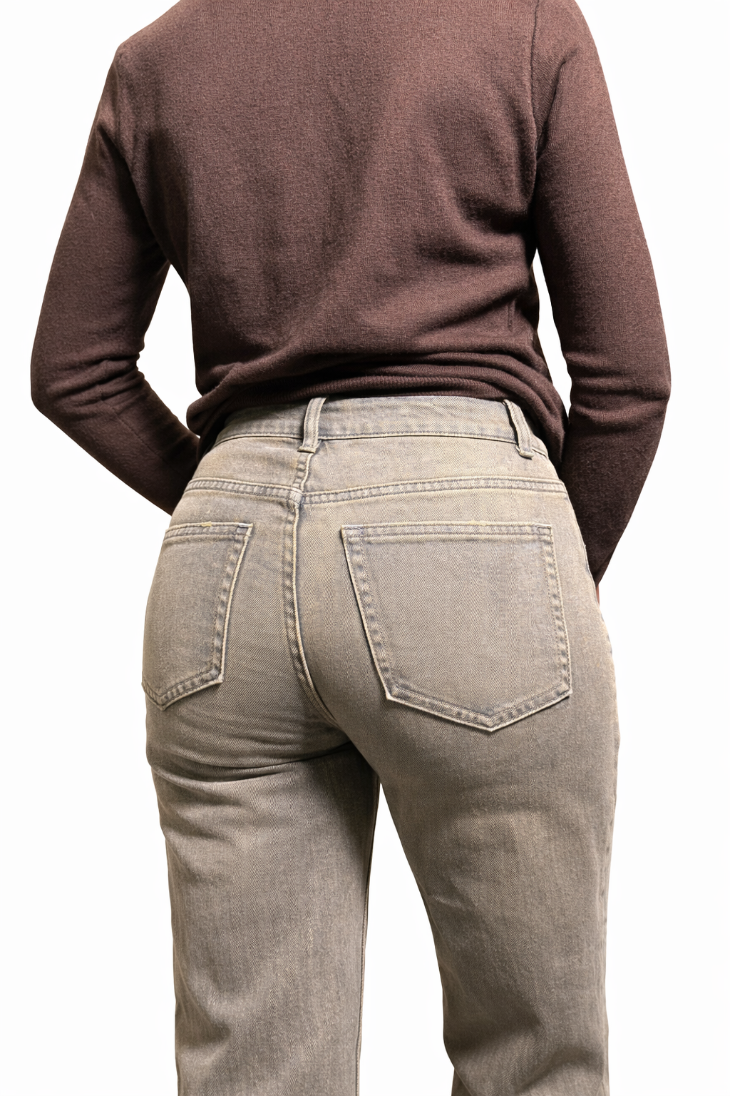 Jeans Straight Vita Alta – Tortora Vintage