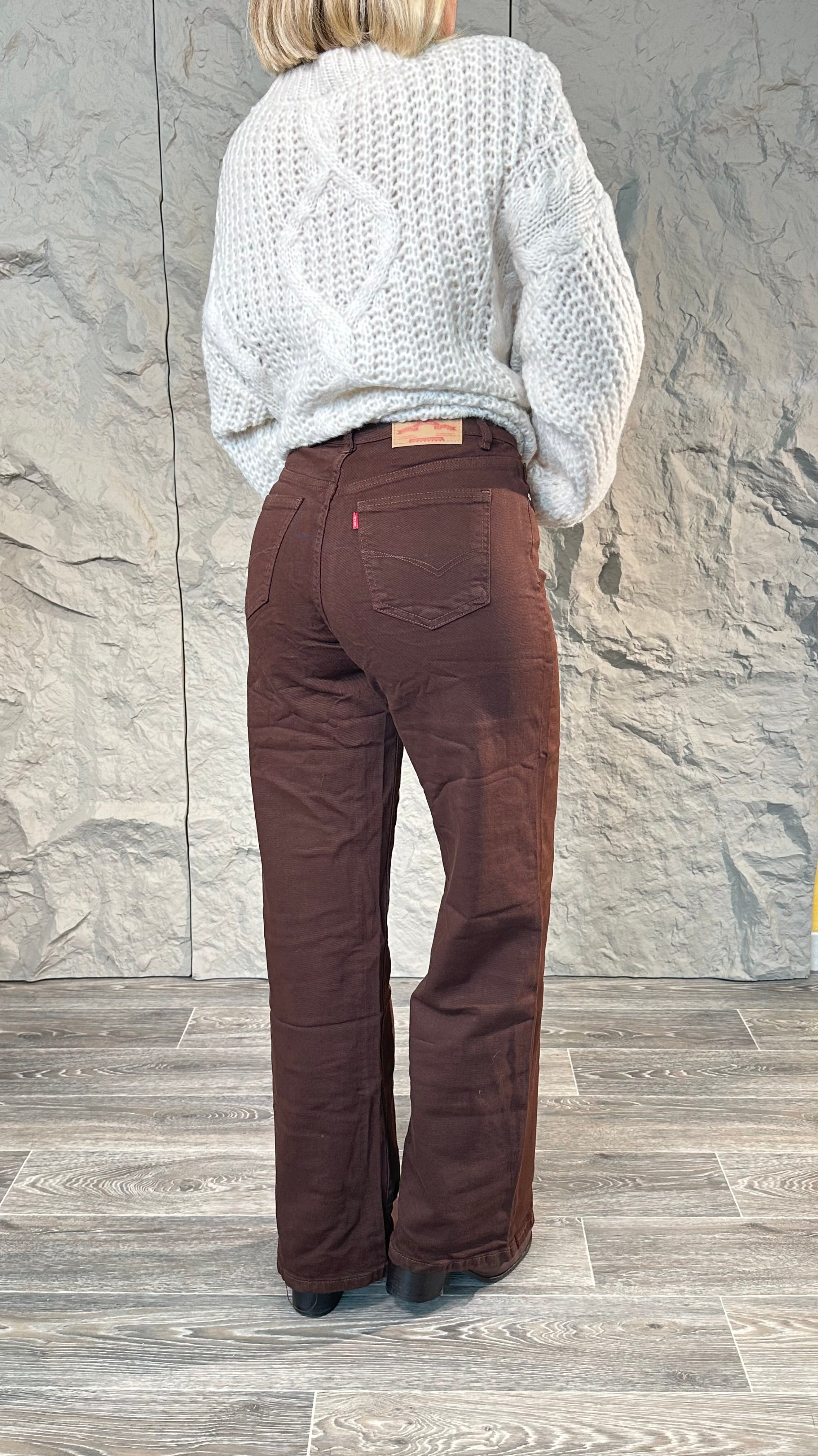 Jeans Wide leg marrone cioccolato