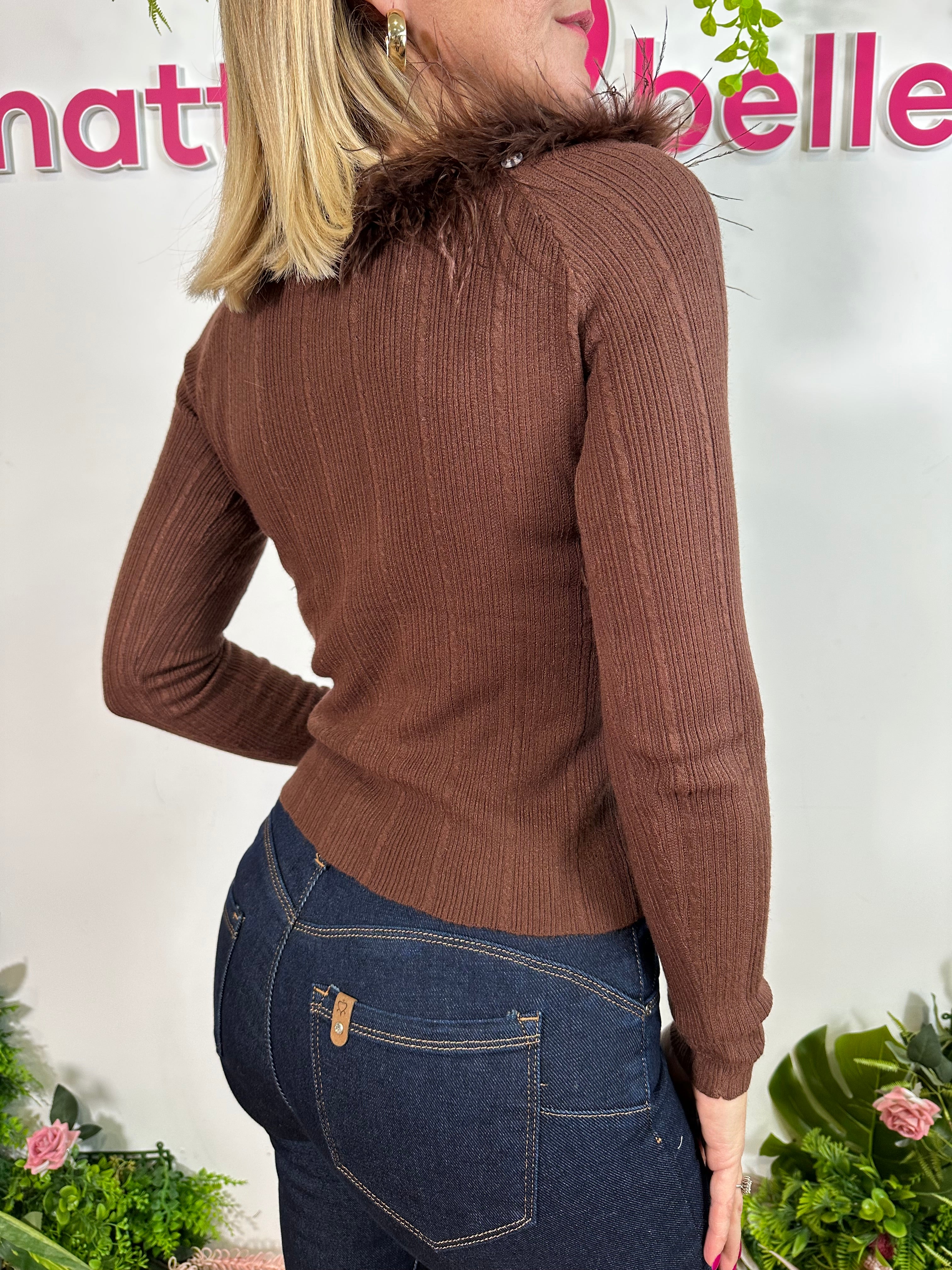 Maglia Piume Chic Marrone