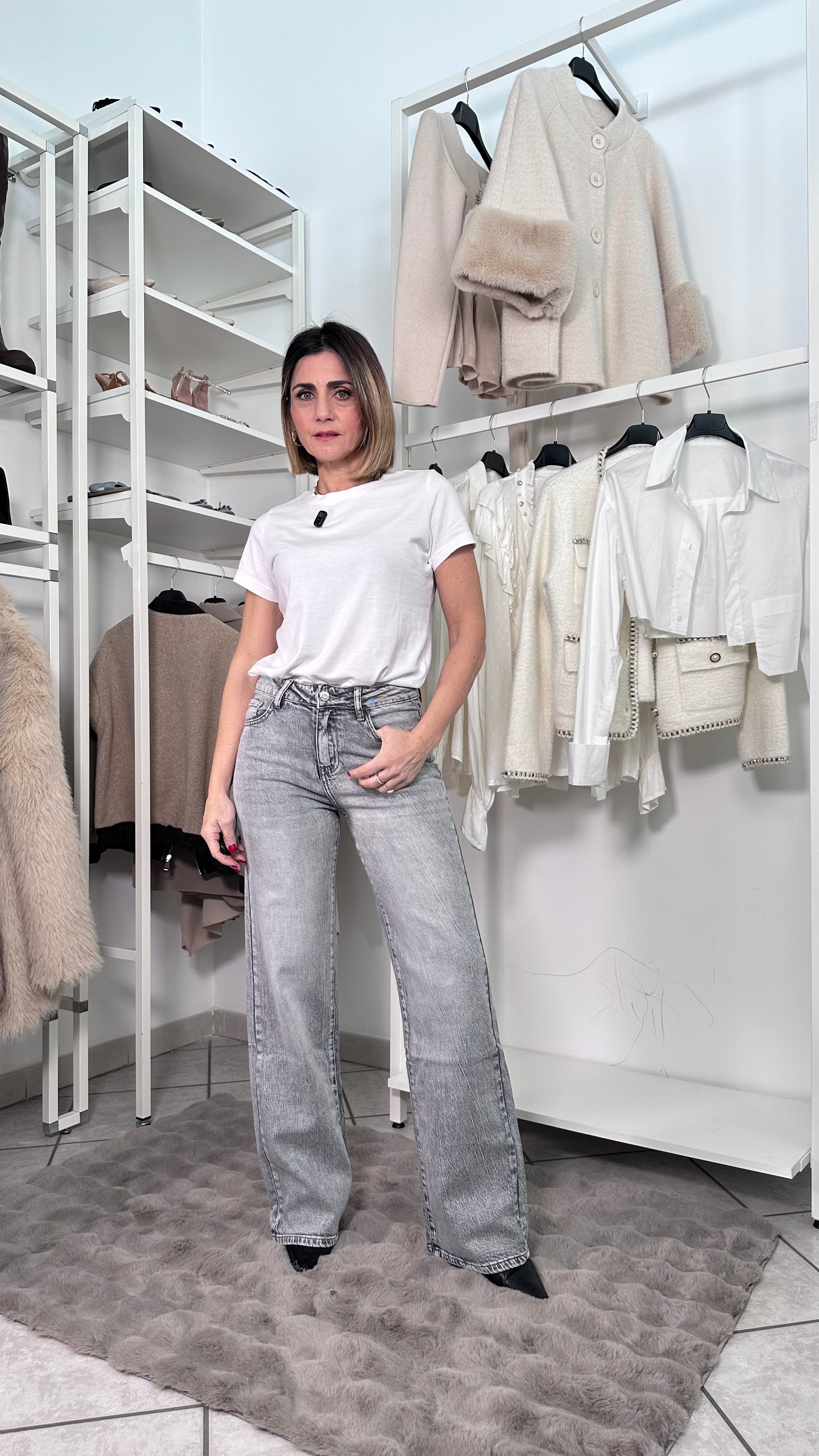 Jeans Wide leg Grigio estivo