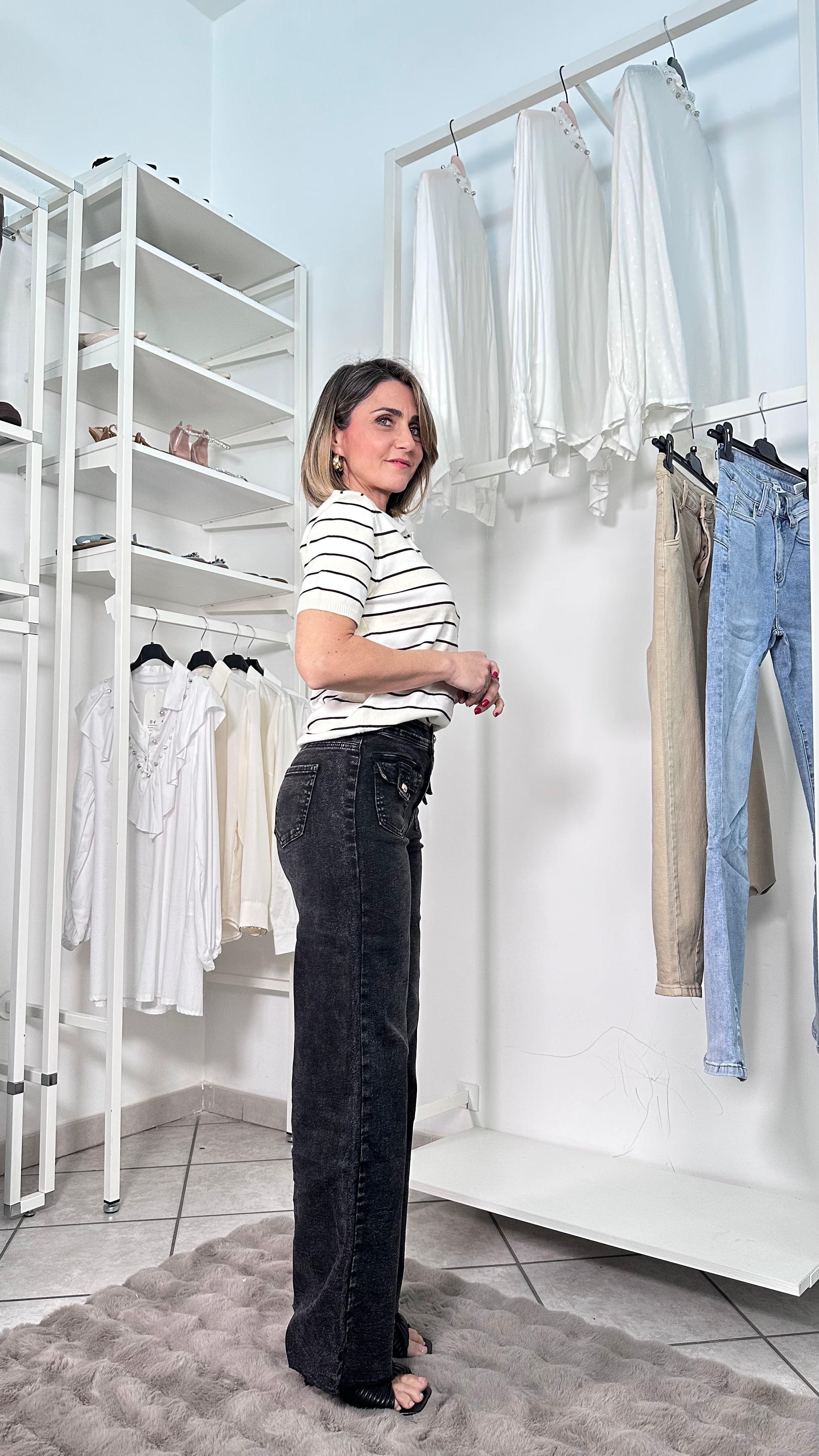 Jeans Wide Push Up Urban Black