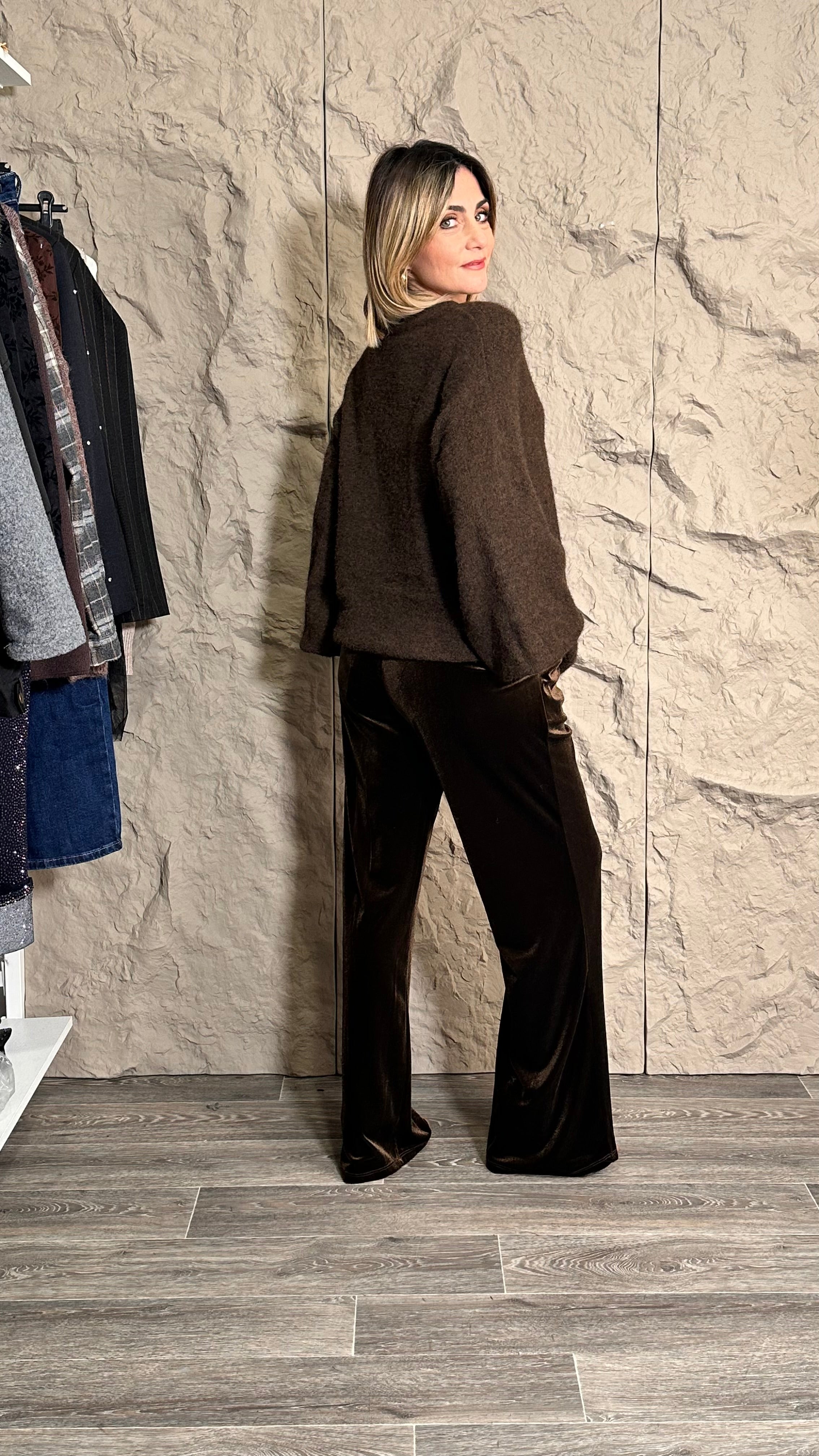 Pantalone Effetto Velluto Marrone
