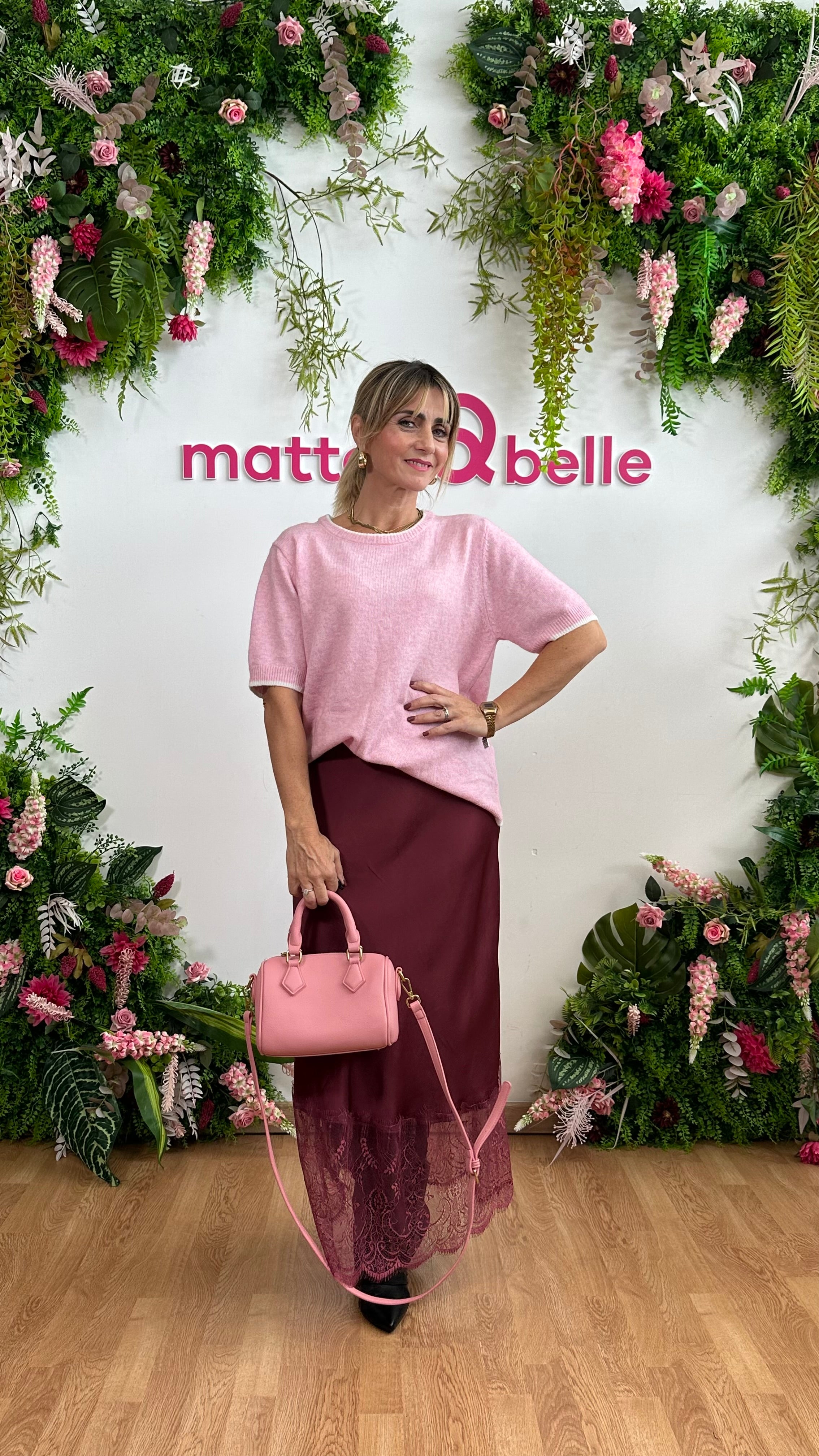 Maglia Manica corta con Bordino Rosa