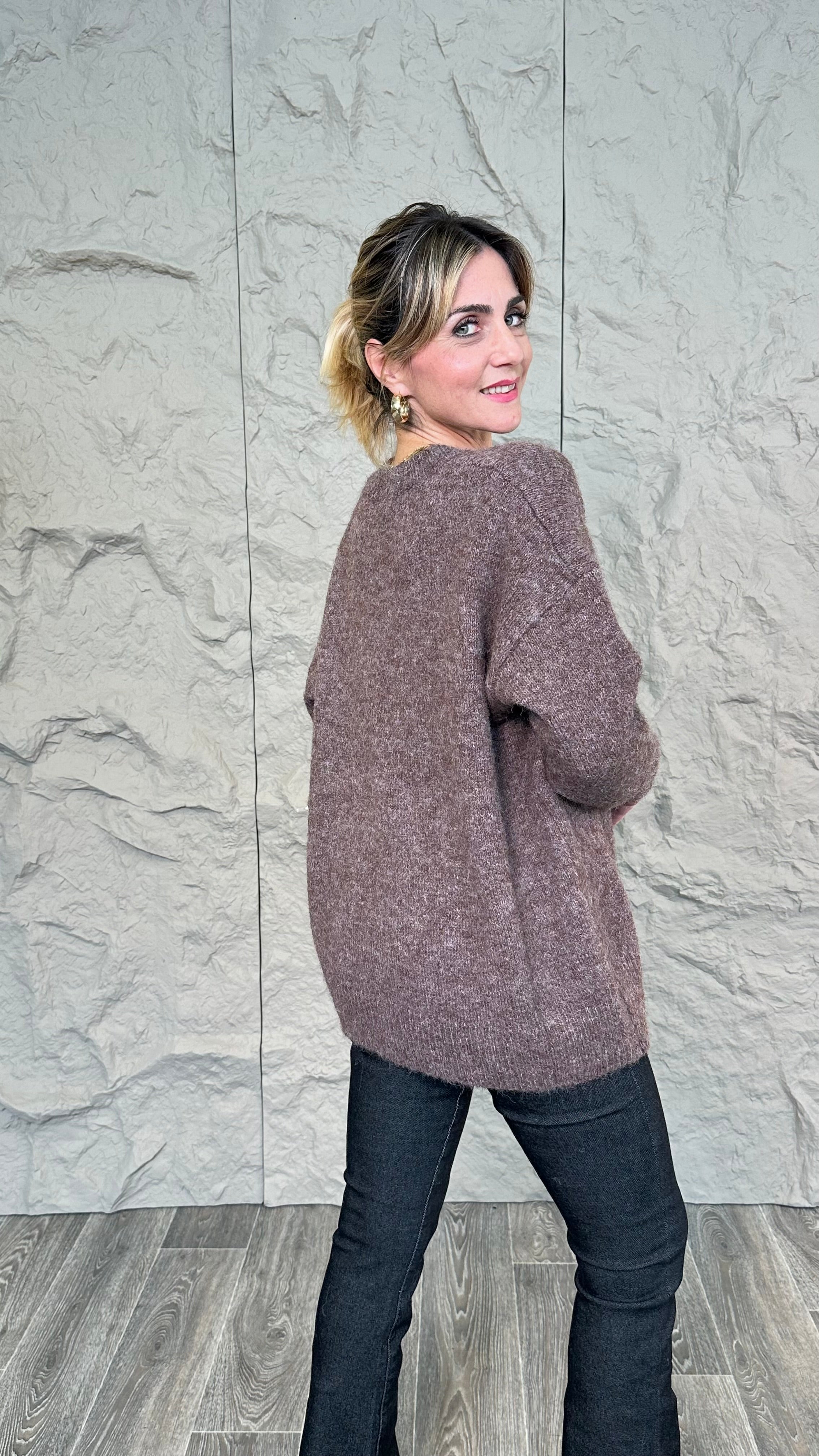 Pull Fiore Paillettes Marrone