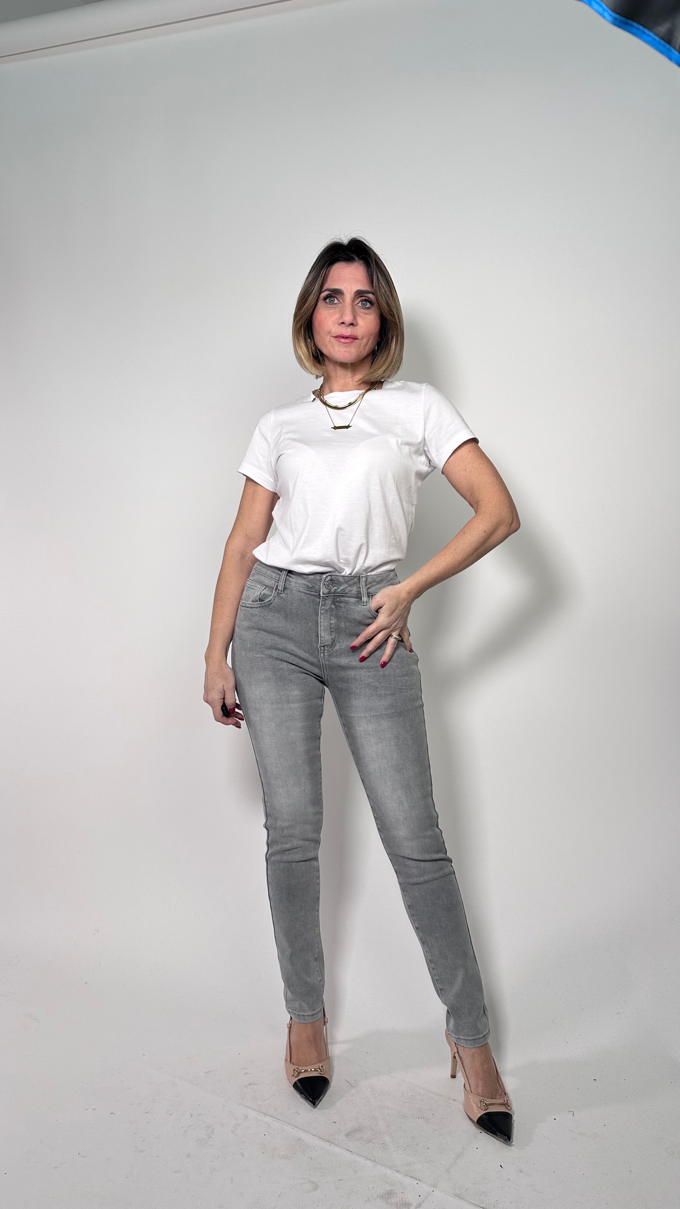 Jeans Skinny Sculpt -5Kg effetto pancia piatta grigio