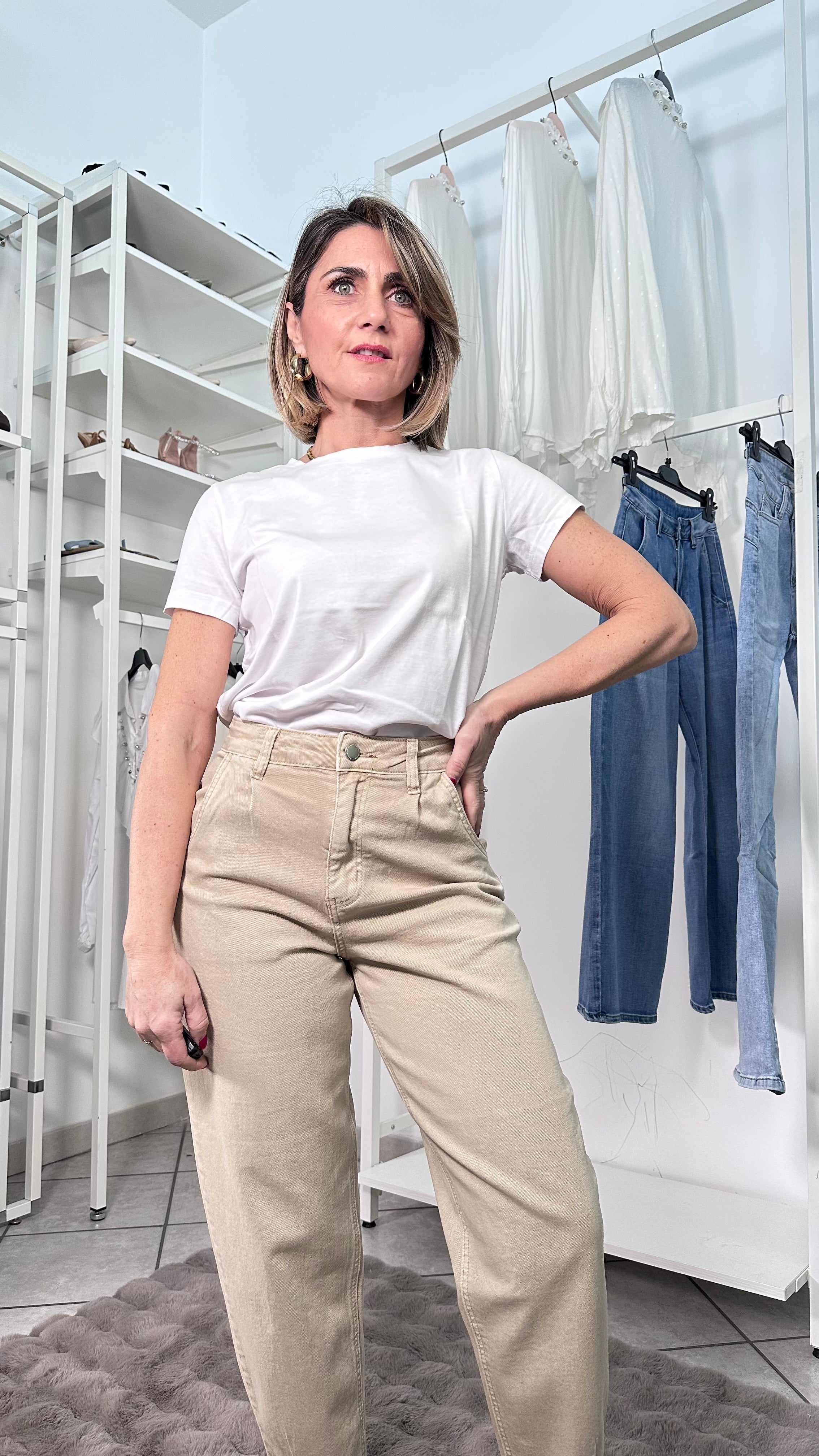 Jeans Balloon Soft Beige