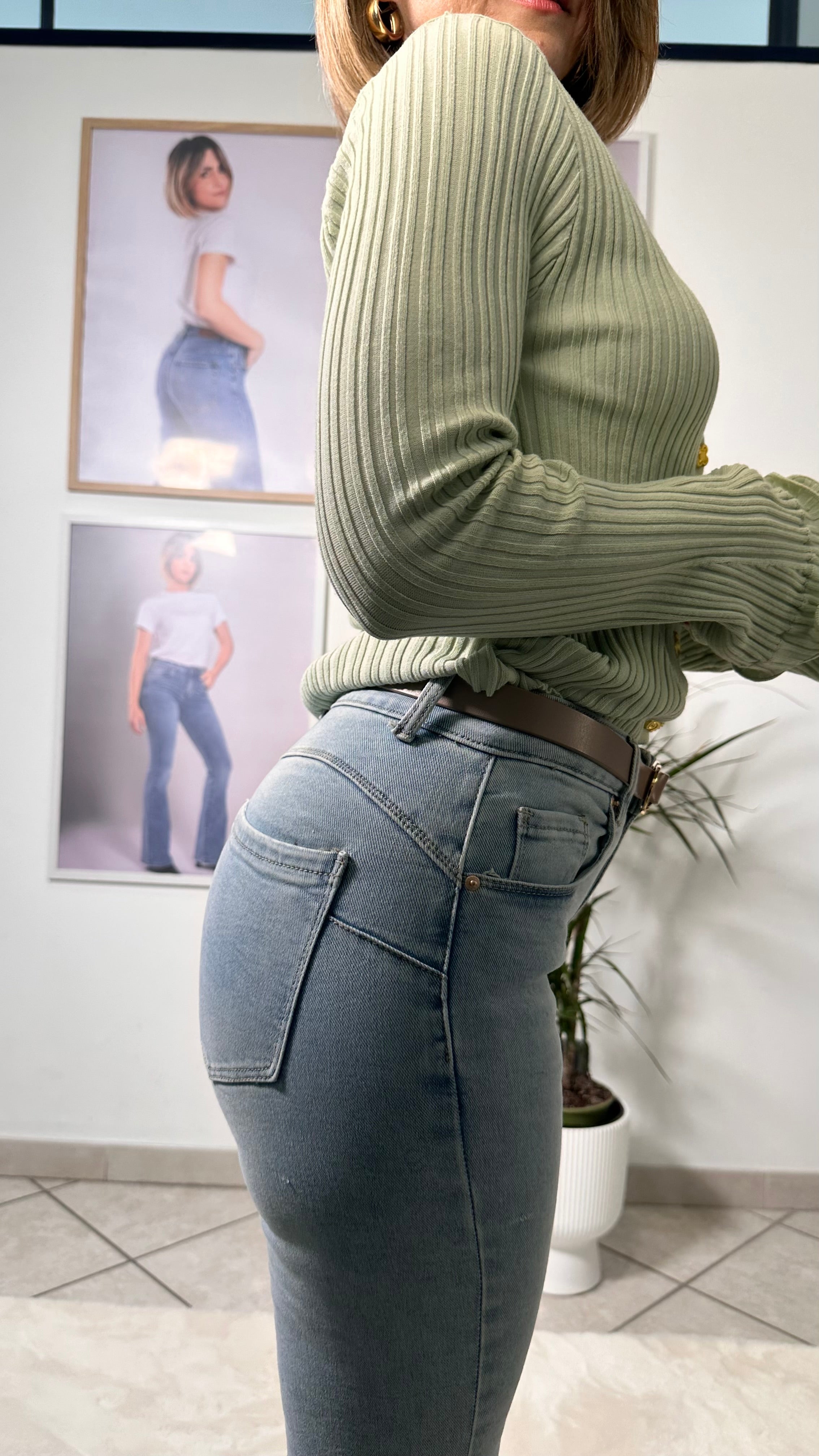 Jeans zampa -5Kg push up sabbiato