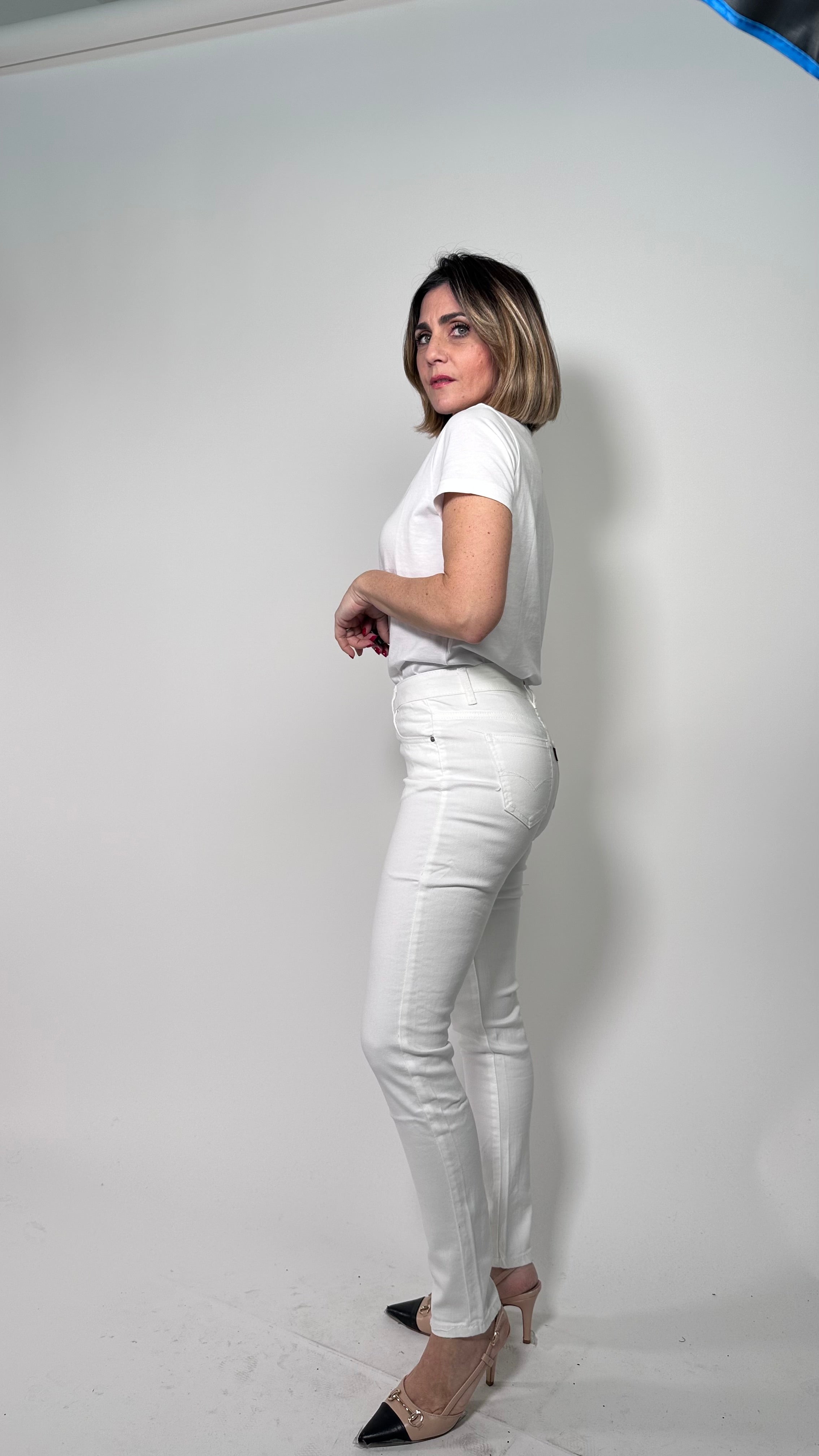 Jeans Skinny Sculpt -5Kg effetto pancia piatta panna