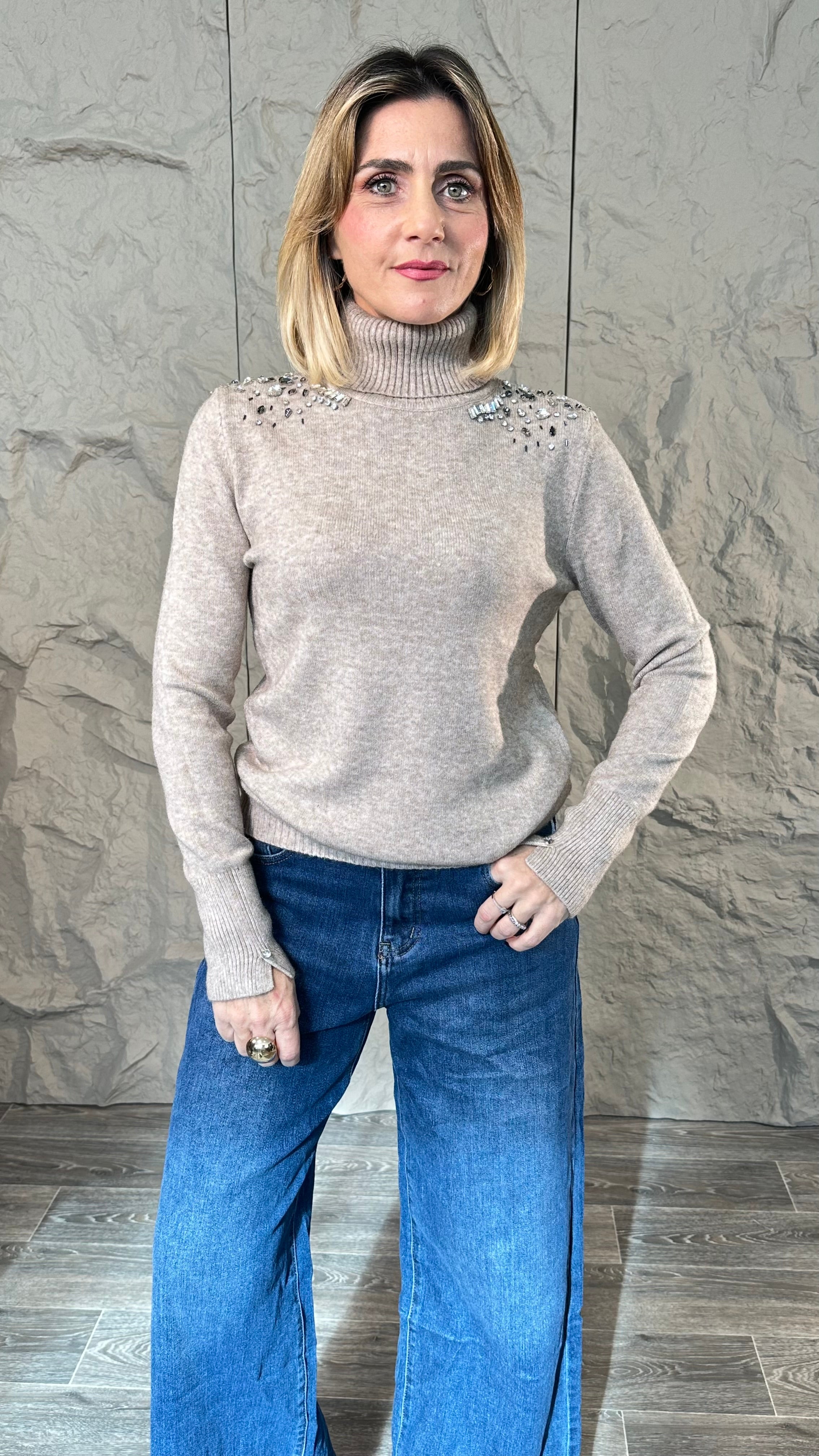 Maglia Strass Tortora