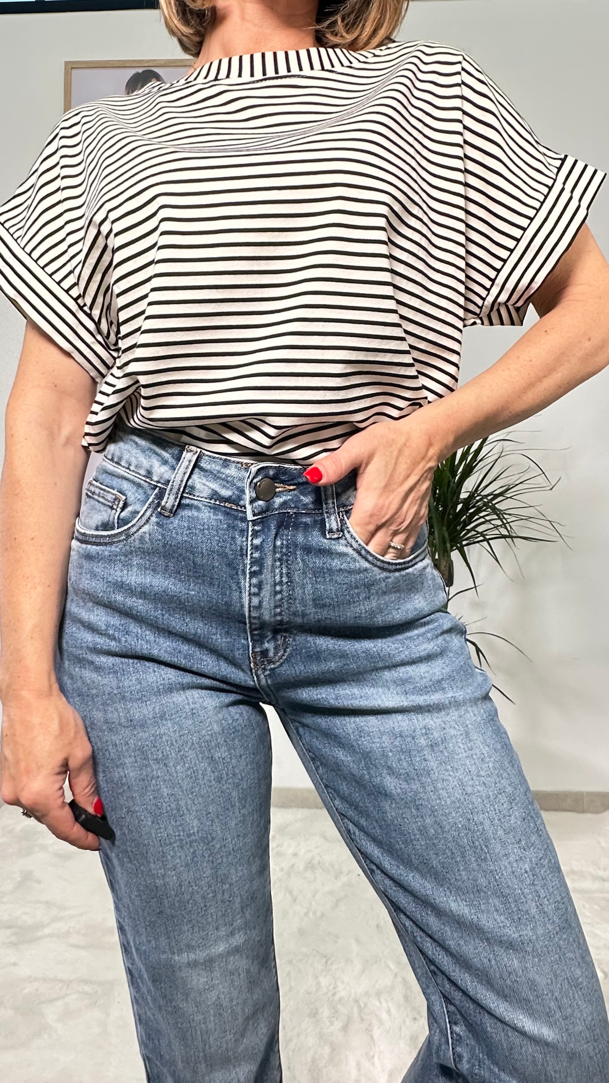 Jeans Mom Fit Denim Chiaro Soft Comfort