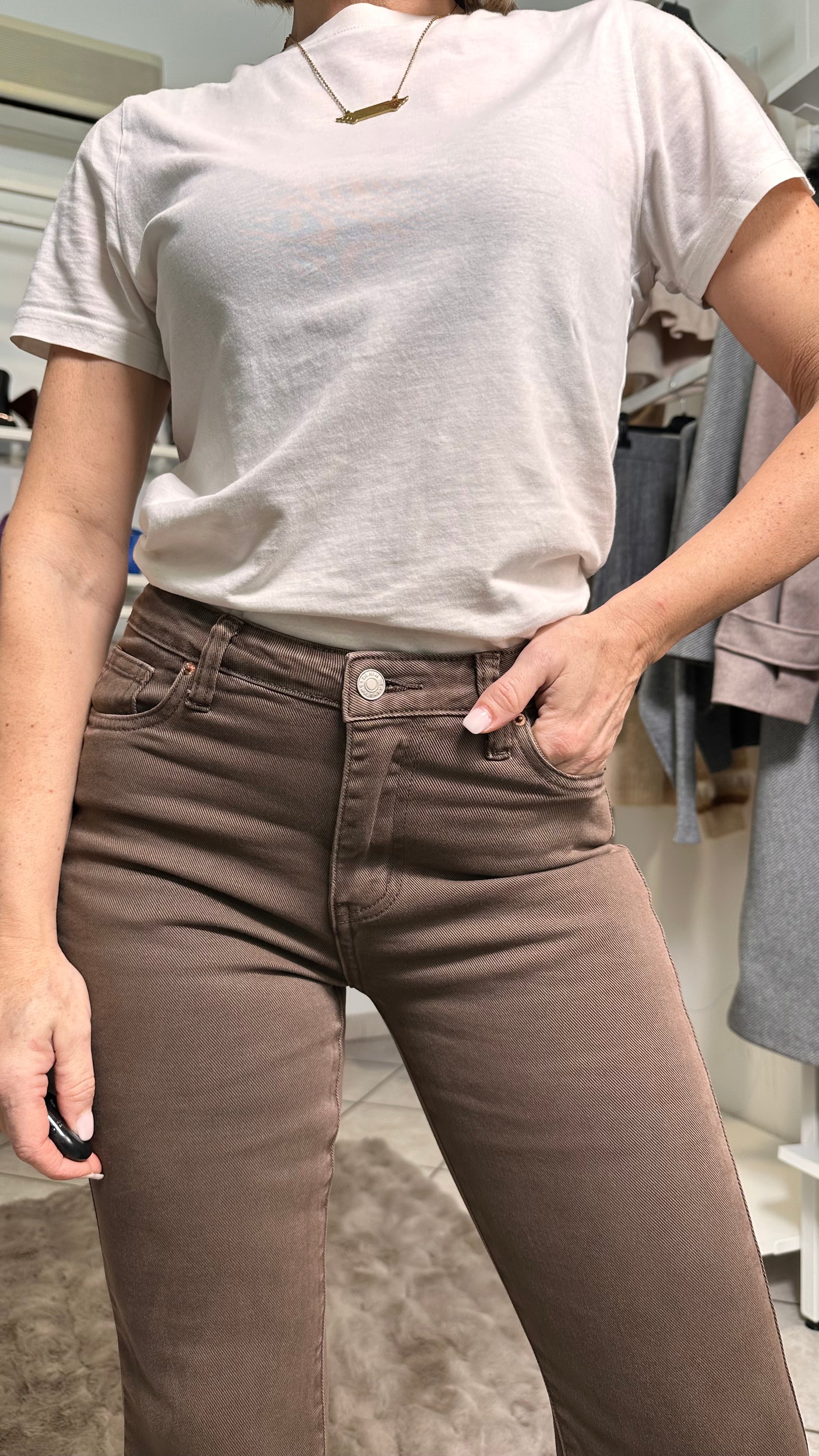 Jeans Flare “Effetto Slancia” – Marrone Moka