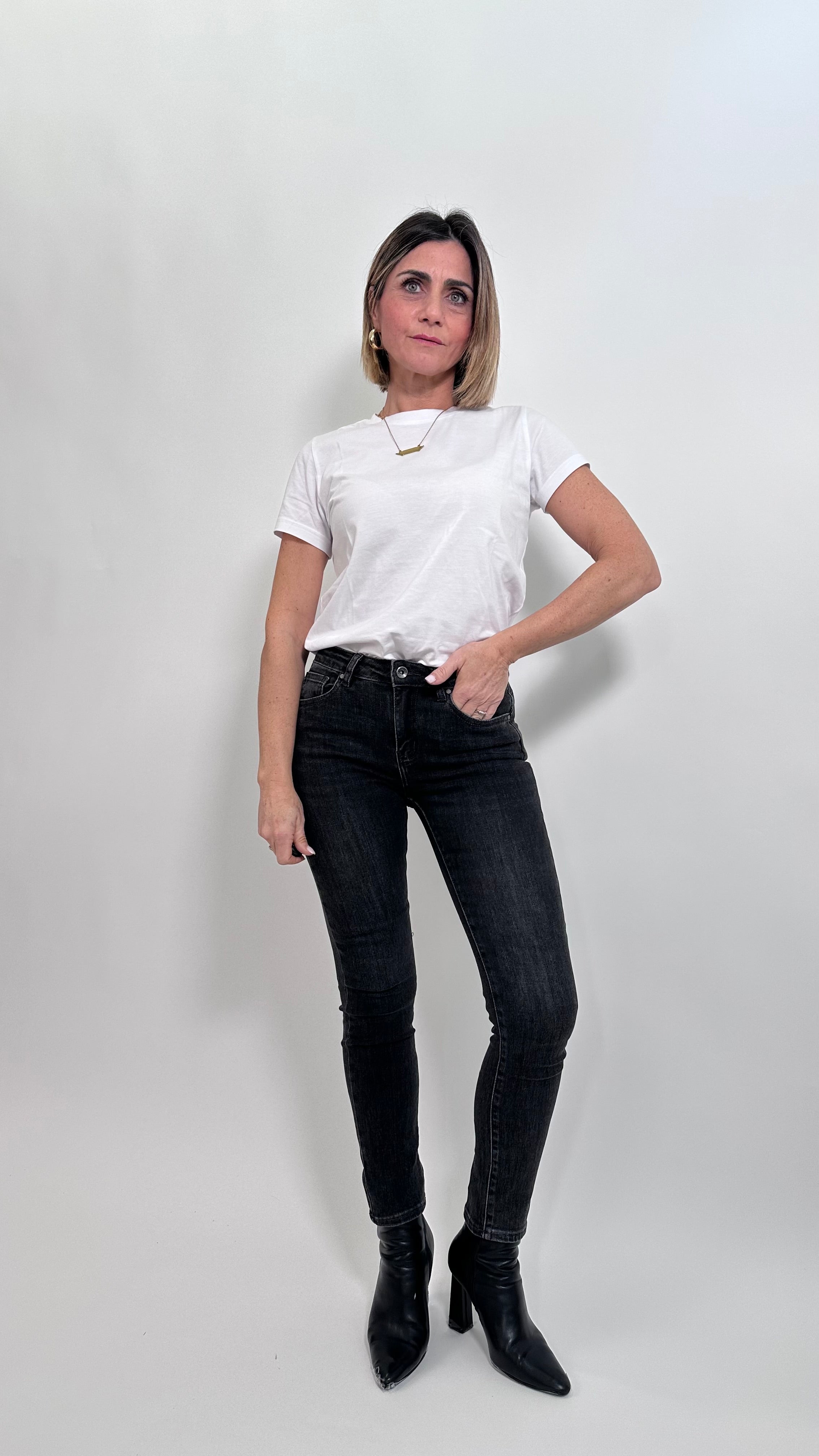 Jeans Skinny Push-Up High Waist Nero