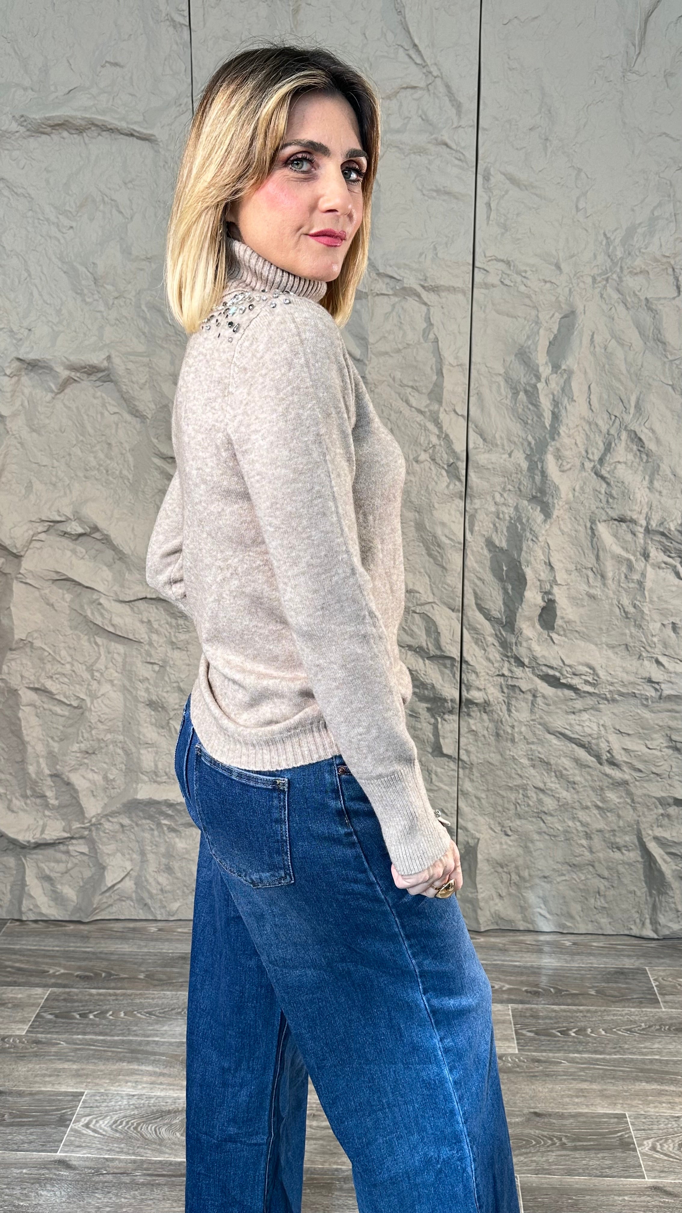 Maglia Strass Tortora