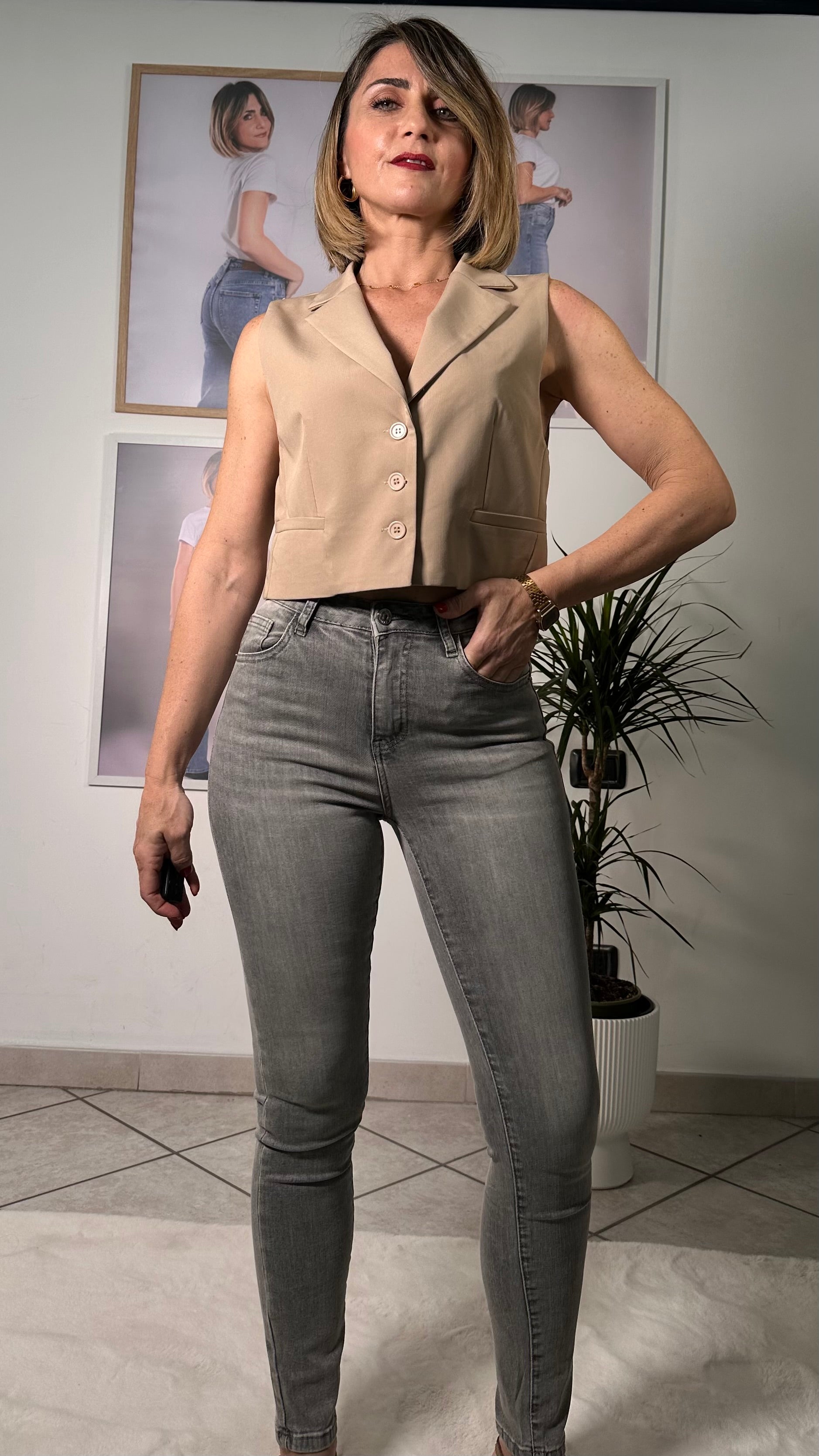 Jeans Skinny Grigio Stone Wash