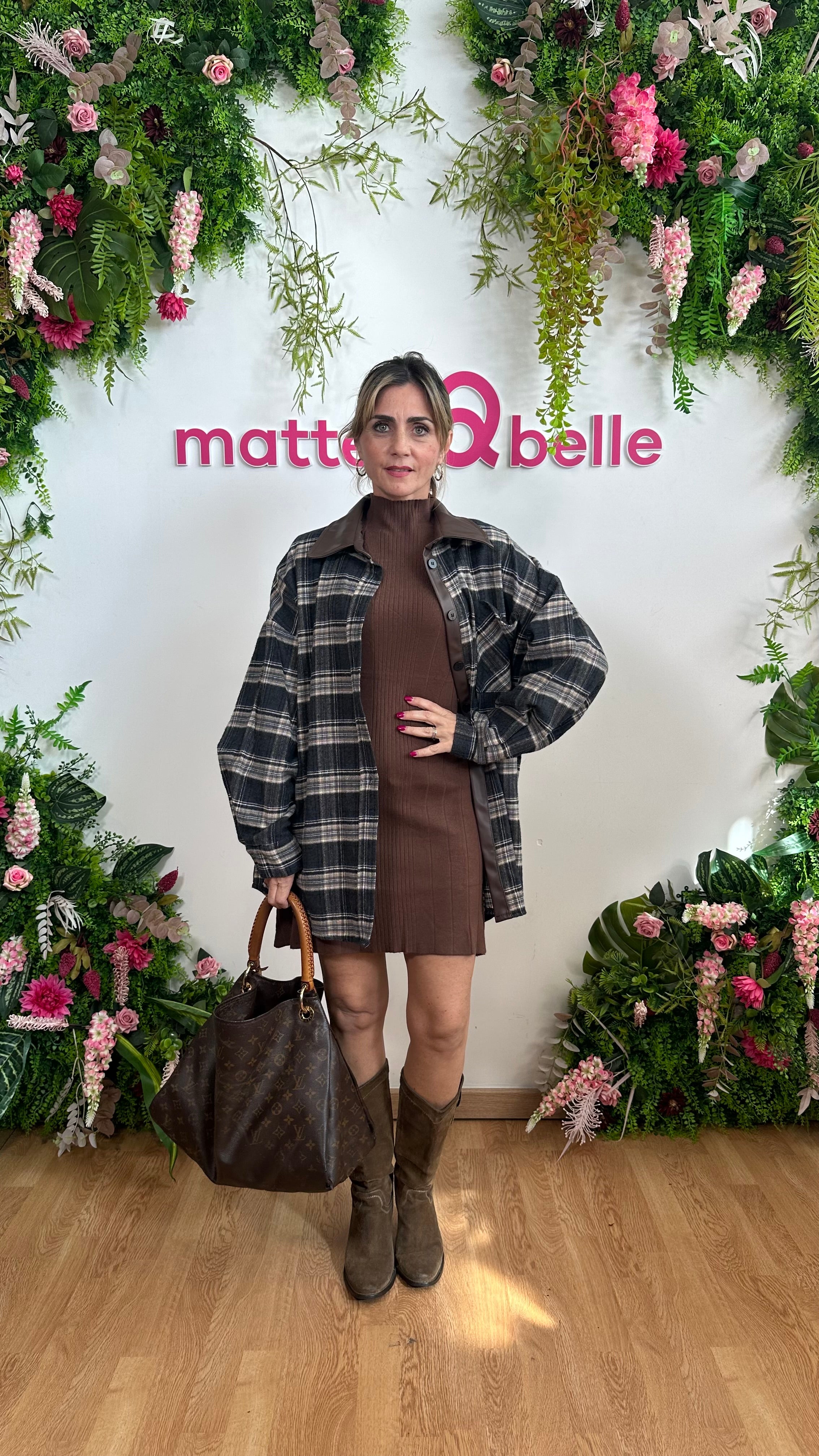 Abito in maglia svasato marrone