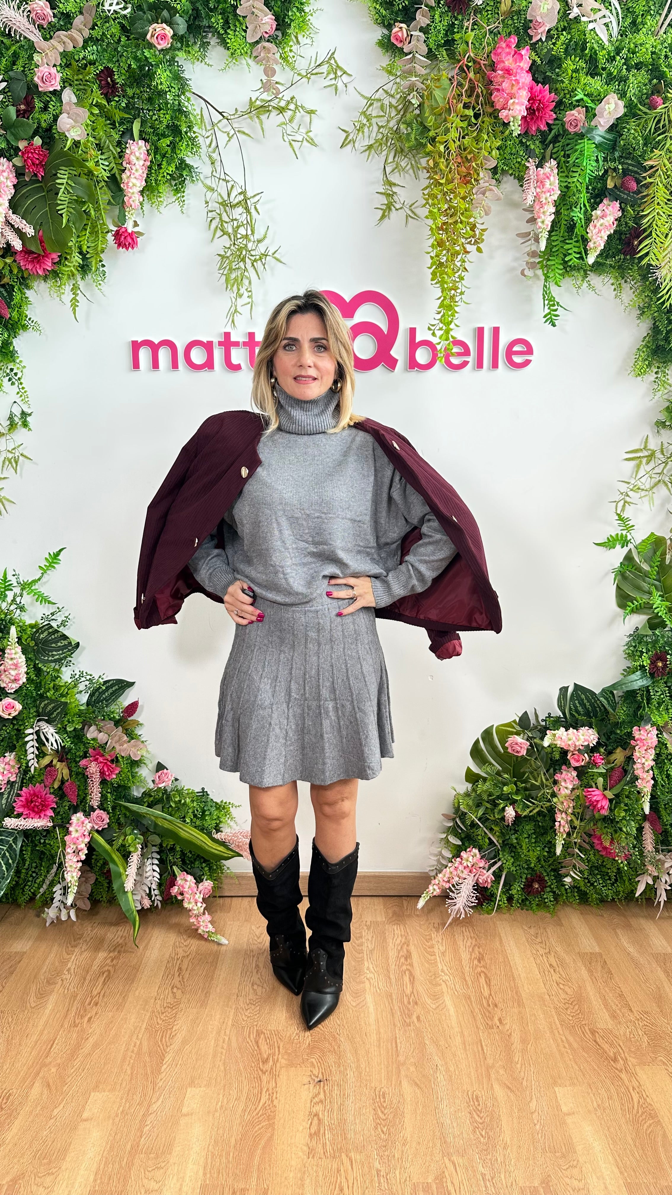 Coordinato in maglia Stefany grigio