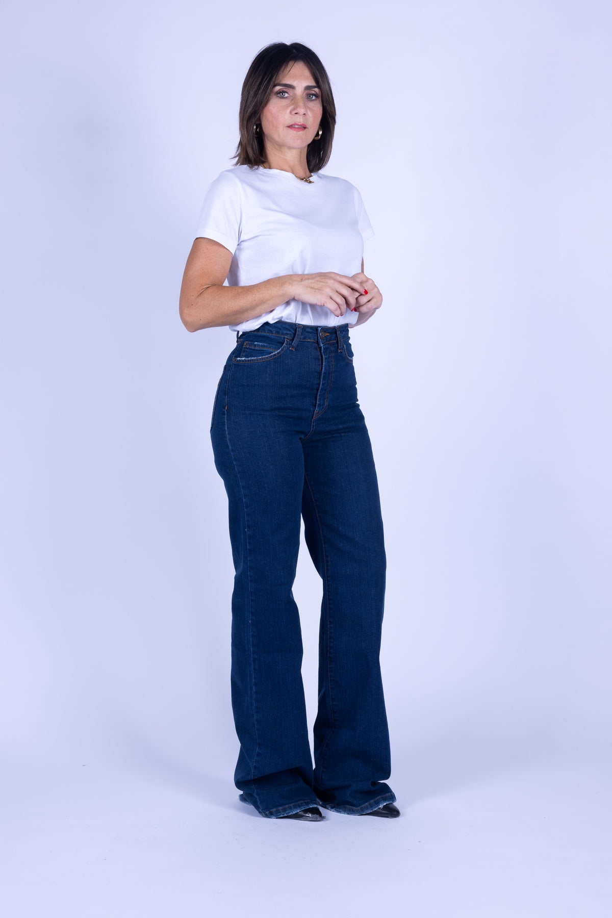 JEANS PALAZZO VITA ALTA STRETCH PUSH UP COUTURE